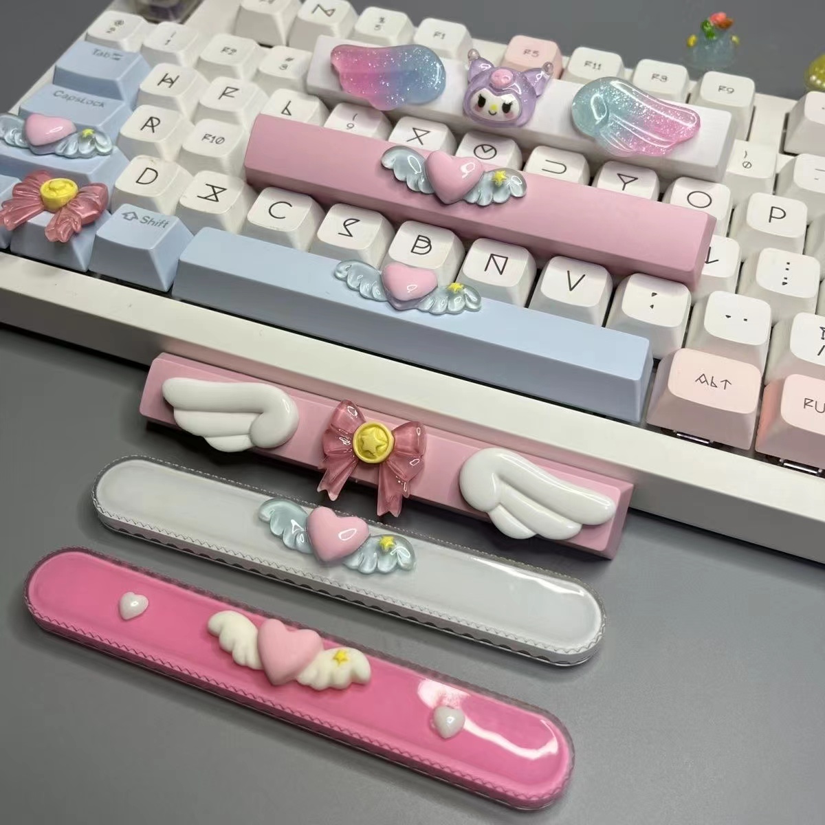 Gaming Accessories Pink - Diy bonito magia amor asas keycap