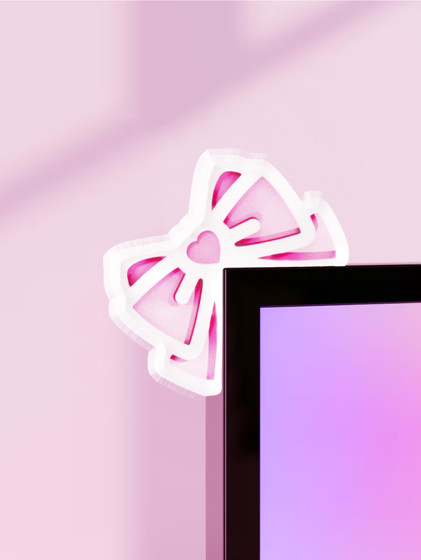 Gaming Accessories Pink - Decoração de Monitor com Laço Kawaii,
